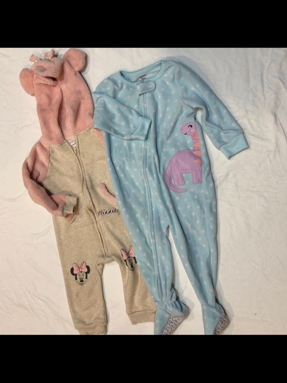 Disney Baby Pink Kids One-Piece Sleepers (2-Pack) Sz 18 month